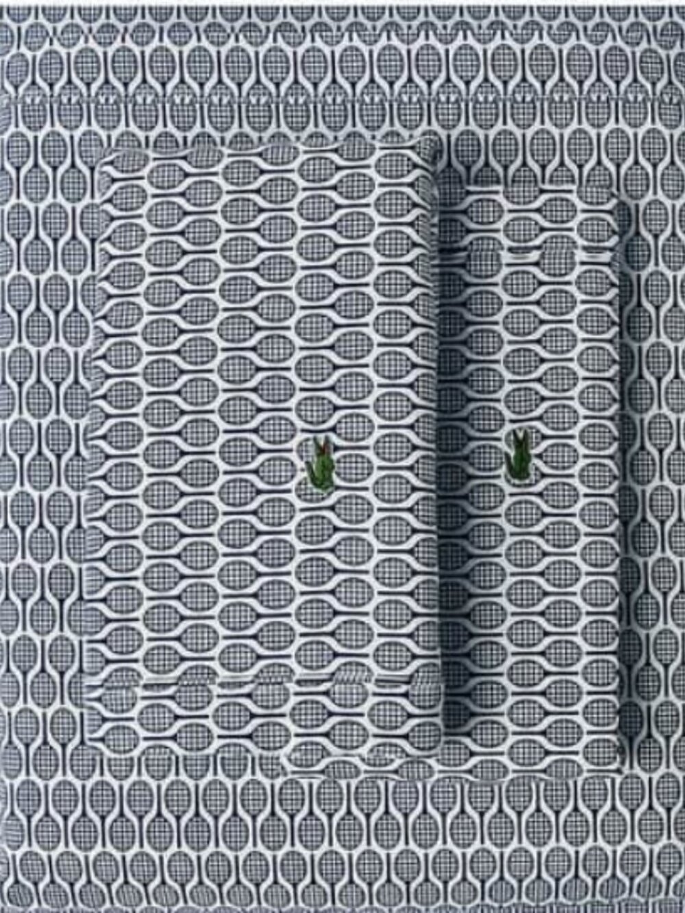 Lacoste Racquet Print Cotton Percale 4-Piece Sheet Set Navy Blue Queen